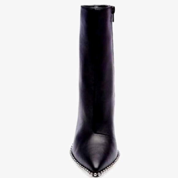 New w/Box Steve Madden Worthy Genuine Leather Studded Zip Stiletto Dress Booties - Picture 3 of 8